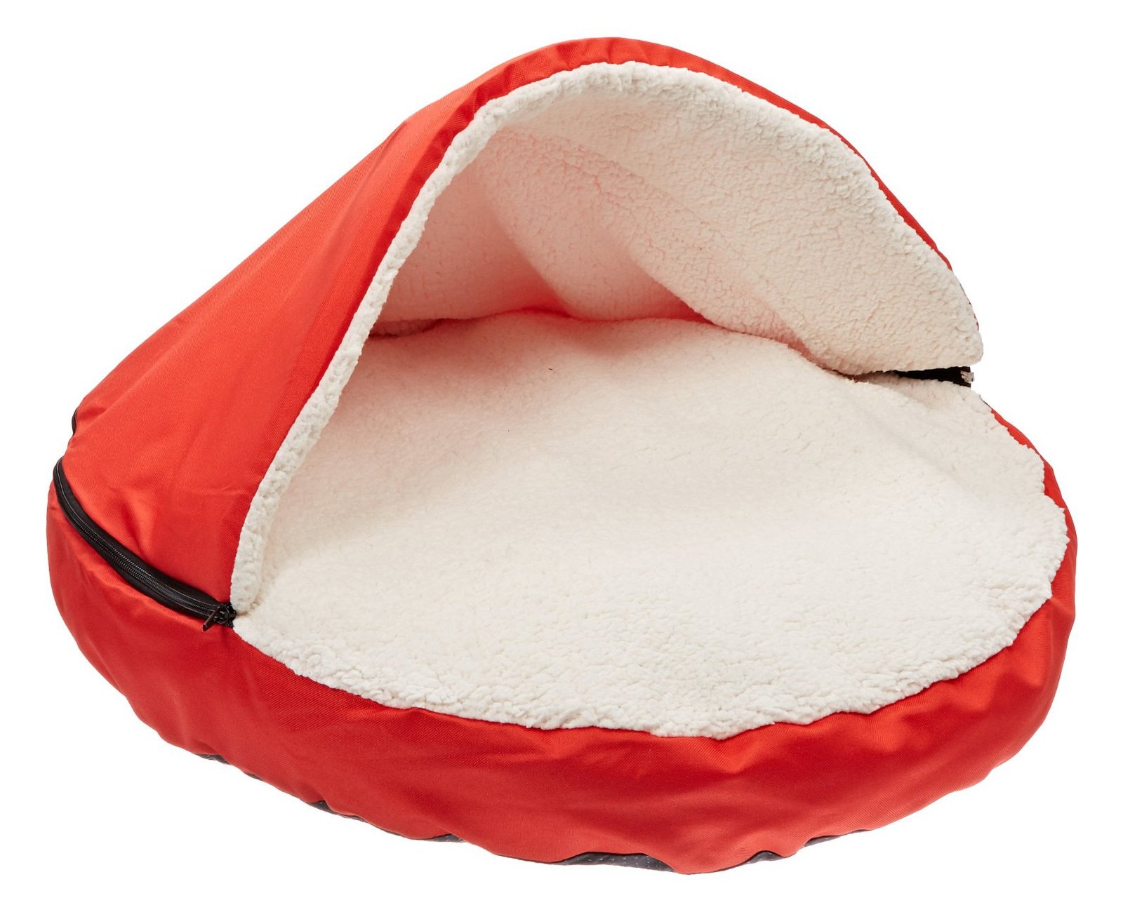 Sofantex Plush Pet Bed Cave for Cats and Small to Medium Size Dogs and Cats, Red, 25"