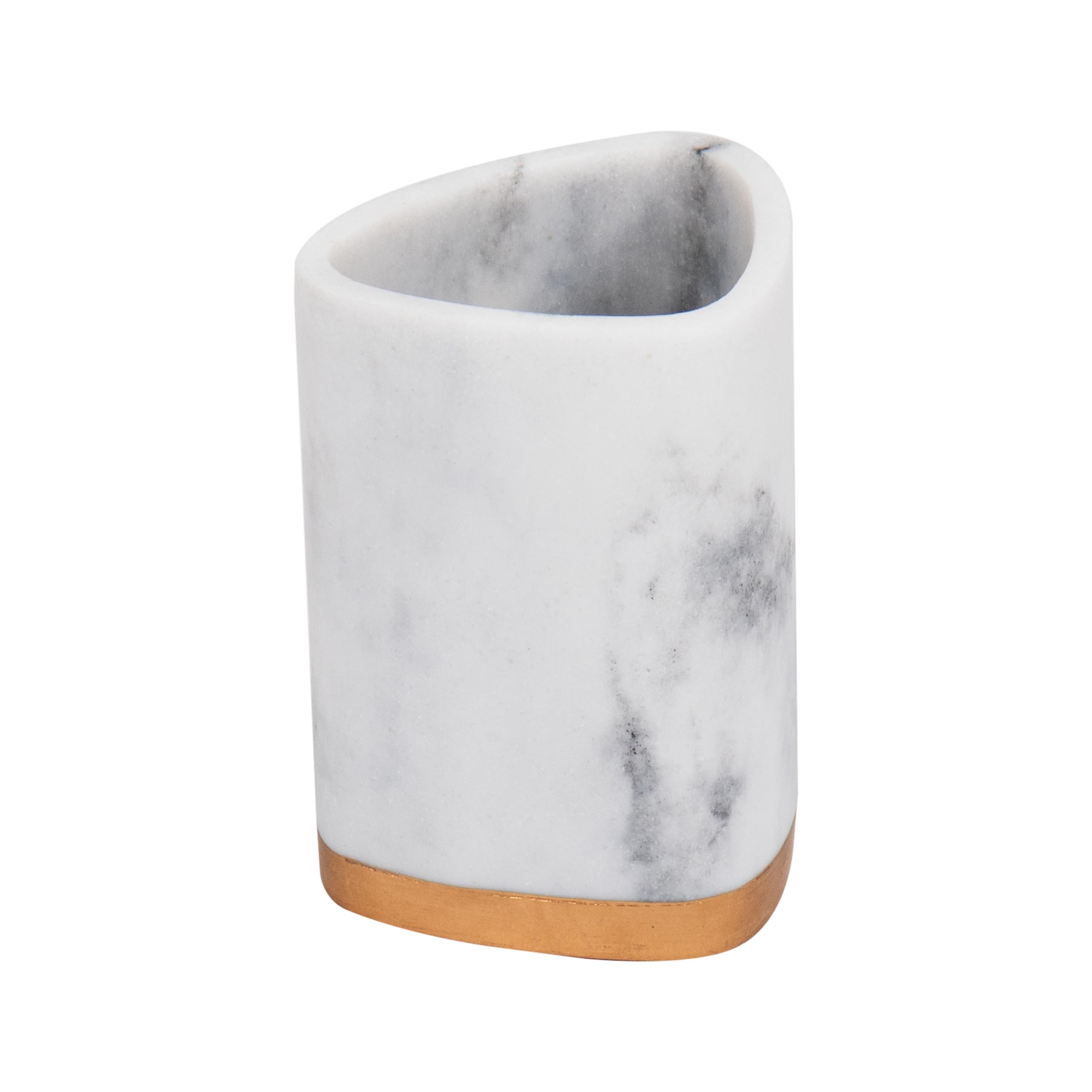 Maison Sucasa Tumbler for Bathroom, Countertop, Bathroom Accessory, Makeup Brush Holder, Pen Cup, Marble Design, Resin, White