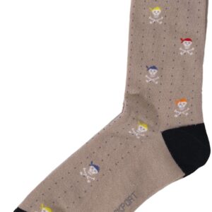 ROCKPORT MEN'S SKULL PRINT PIN DOT DRESS SOCKS ONE SIZE (BEIGE)